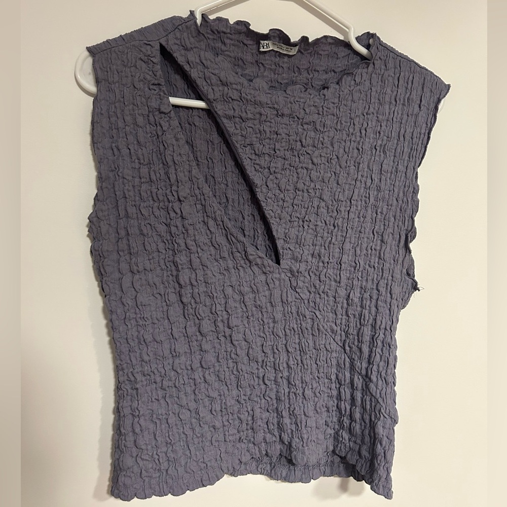 cute purple top with fun cut out